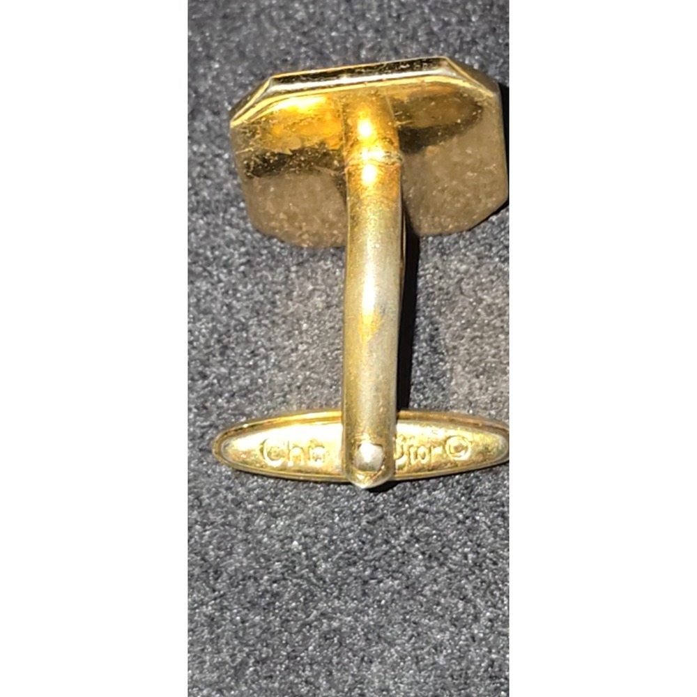 Vintage Christian Dior Gold Logo Cufflinks Octagon Mens‎ Jewelry - Picture 3 of 4